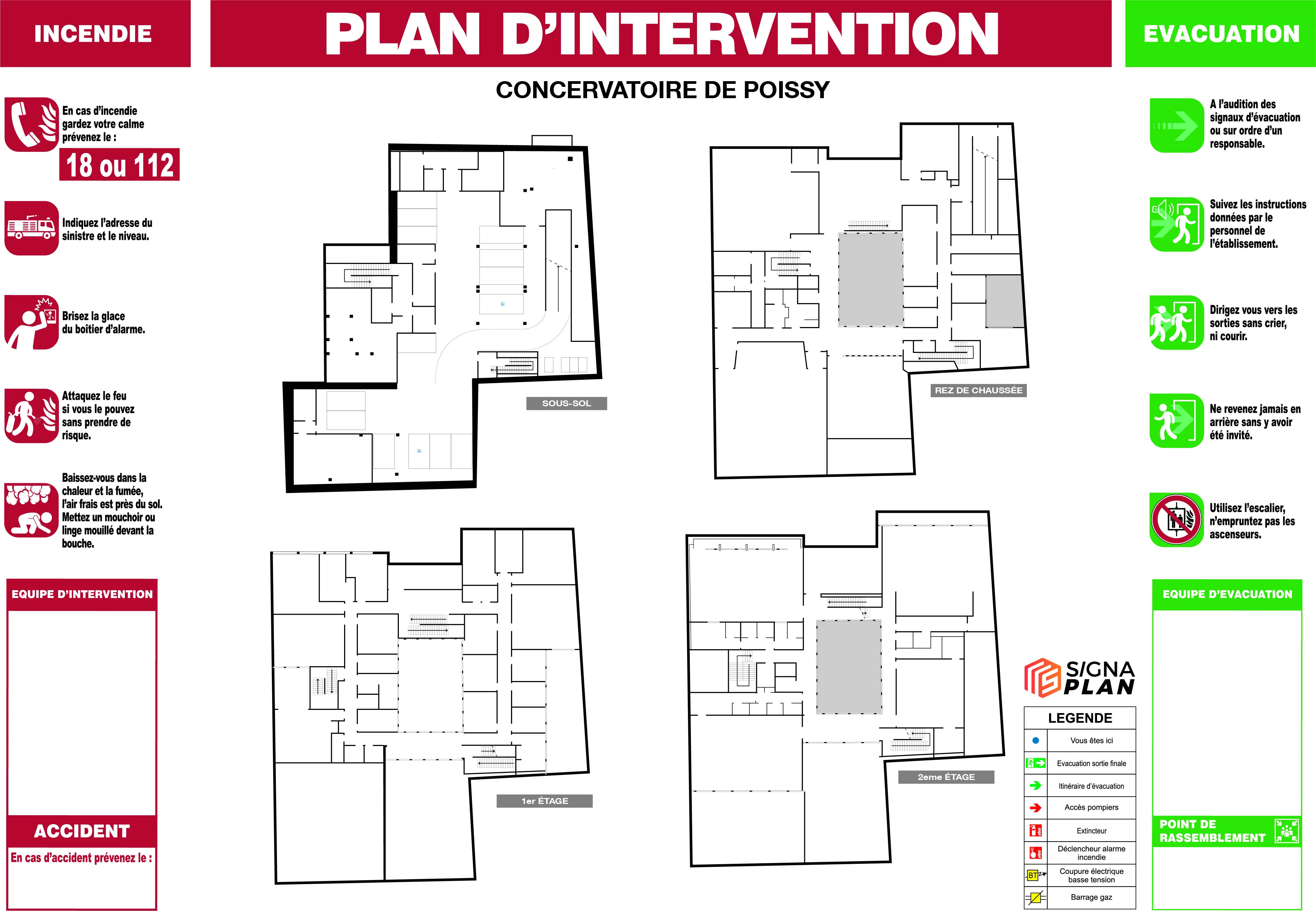 Plan d'intervention des secours conforme NF X 08-070, livrable Signaplan